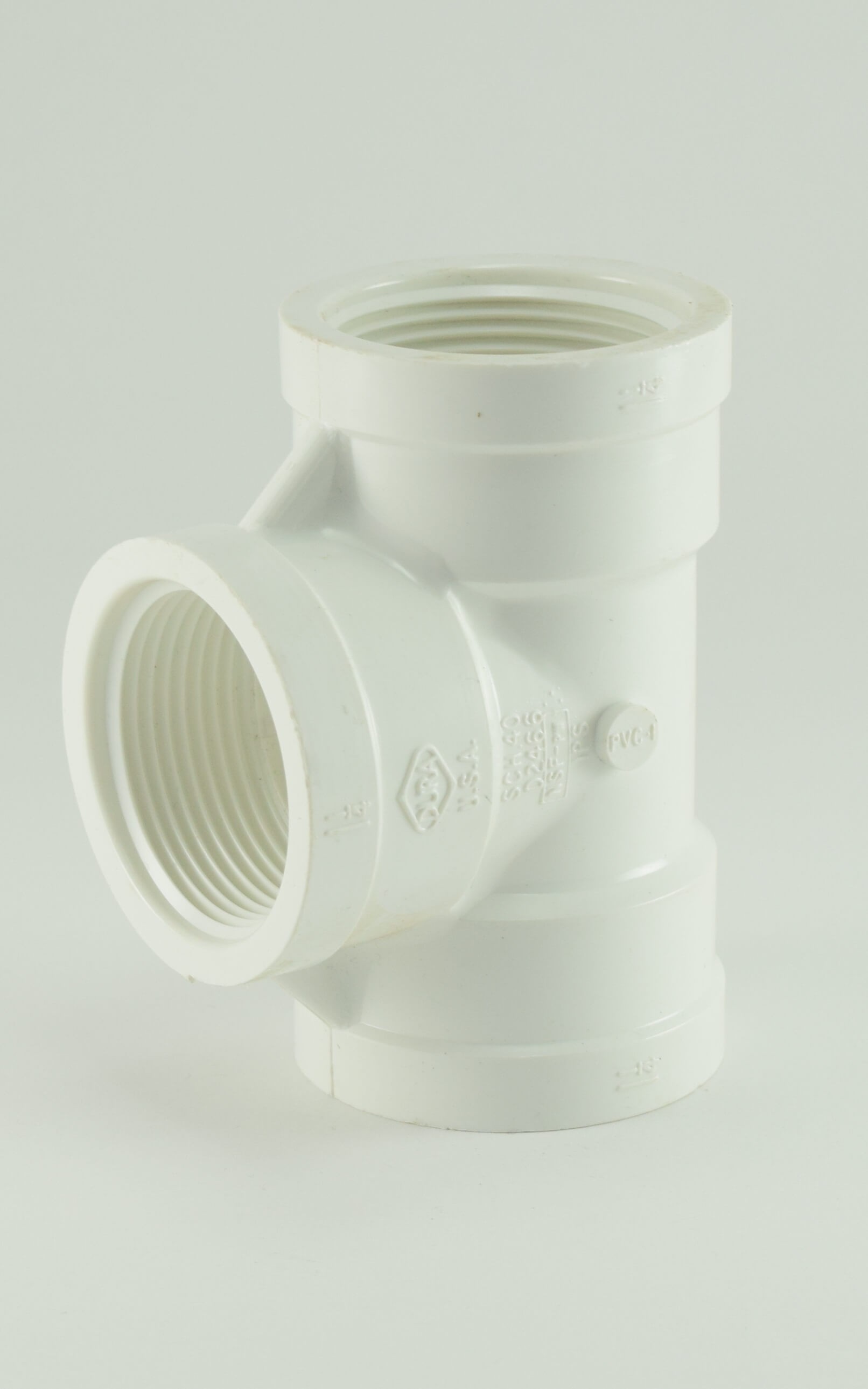 Sch 40 White PVC Tee Fitting FPT x FPT x FPT