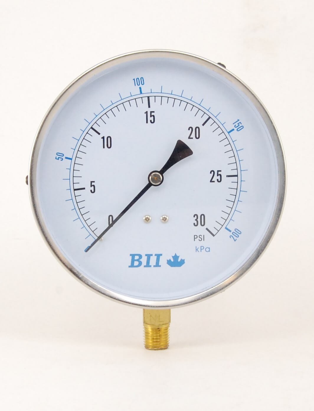 BII Pressure Gauge, 4.5" Dial, SS Case
